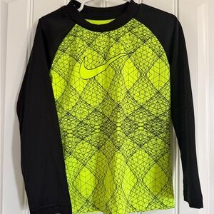 Nike Boys' Neon Yellow and Black Long Sleeve Shirt
